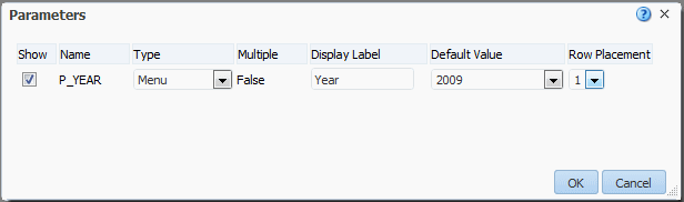 Parameter settings dialog