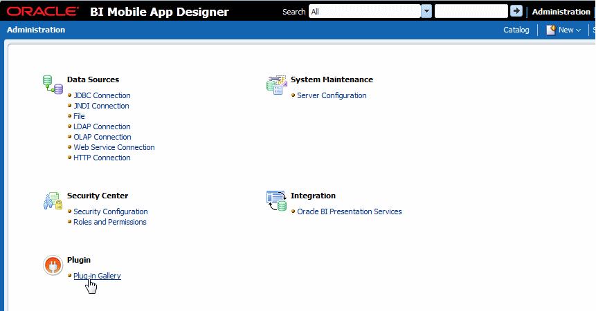 Administration page showing Plugin Gallery