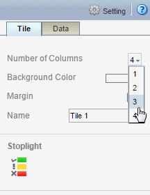 Using Columns command to change tile columns