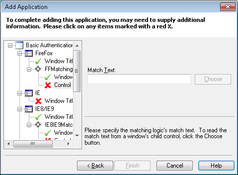 Dialog indicating required settings for a logon