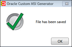 MSI Generator MSI Saved Confirmation