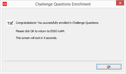 Challenge Question enrollment completed