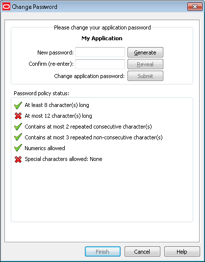 Change Password criteria