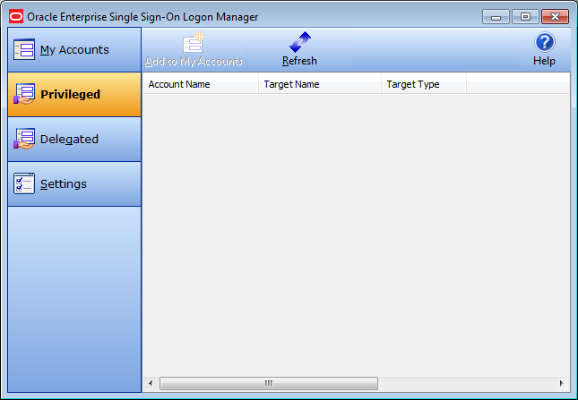 Privileged Accounts tab in Logon Manager