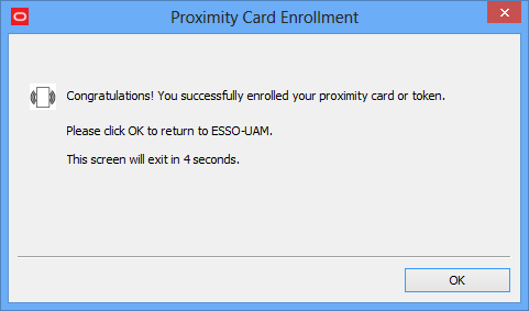 Proximity card enrollment completed