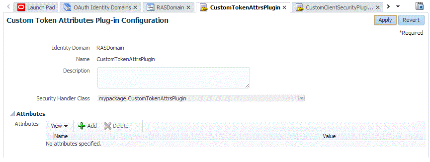 Plug-in configuration screen