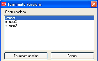 「Terminate Sessions」ダイアログ