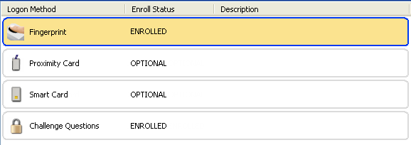 指紋のステータス - 「Enrolled」