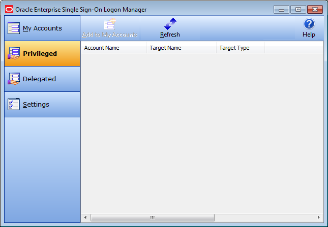 Logon Managerの「Privileged Accounts」タブ