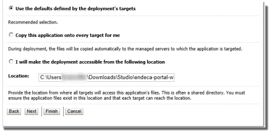 WebLogicコンソール: Studioデプロイメントの最終ページ