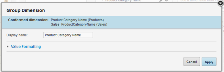 複数ビュー・グラフ用のディメンション構成ダイアログ
