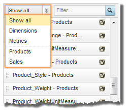複数ビュー・グラフの属性リスト