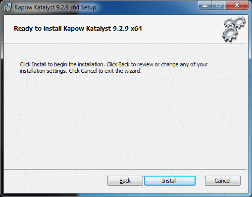 Screenshot of the ready to install screen with Install button enabled