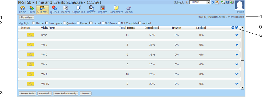 Graphic. Time and Events Schedule Visit view components. Surrounding text describes 146835.bmp.
