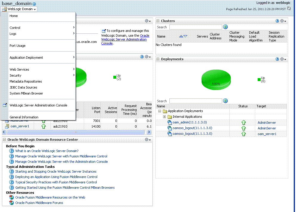 WebLogic Serverドメイン・サマリー