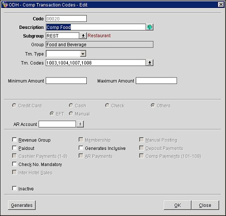 Comp Transaction Codes - OEDS