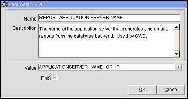 orms report application server name