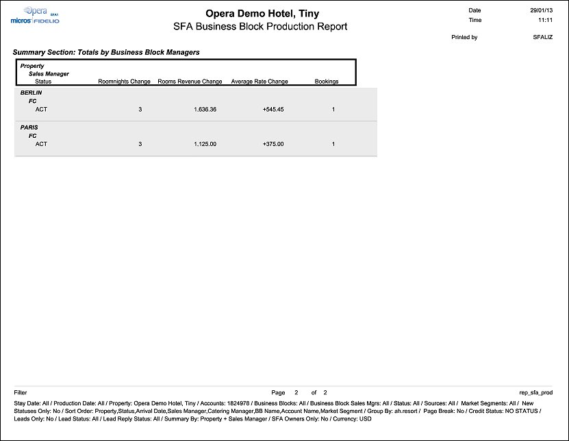 SFA Production Change Report (REP_SFA_PROD.REP with REP_SFA_PROD.FMX)