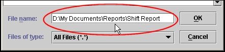 Saving Shift Reports - Type in path to working folder