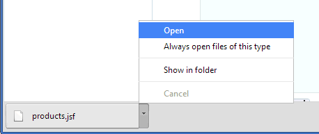 Opening file name pane with open or save as options