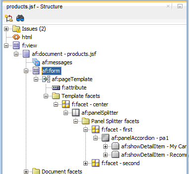 highest-level form component selected in structure