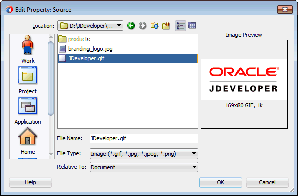 insert image pane showing the source file name