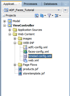 trinidad-config.xml file selected in application navigator