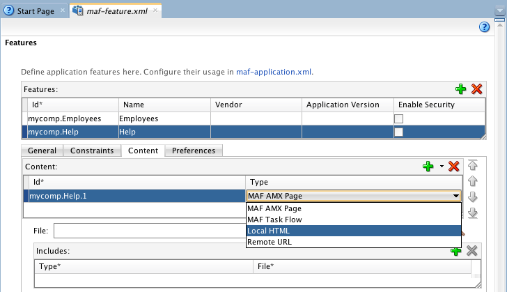 feature table