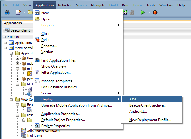 deploy - new deployment profile menu option