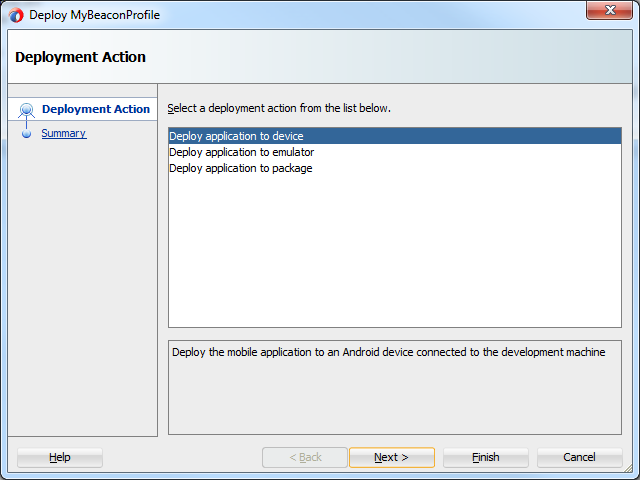 deploy - new deployment profile menu option