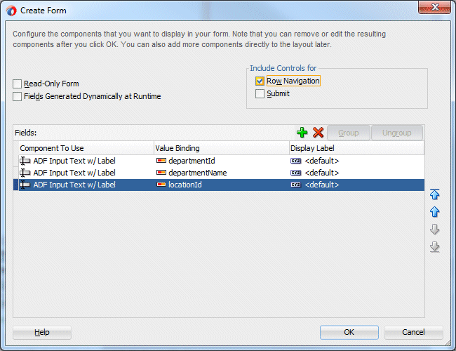 Edit Form Fields dialog