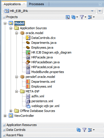 Model project in the Application Navigator