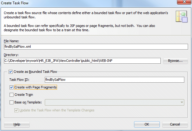 Create Task Flow dialog