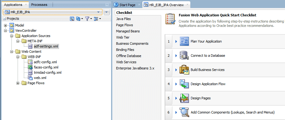 Default application Navigator created for a Fusion Web Application 