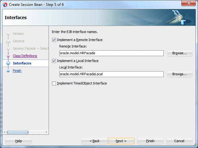 This is Step 5 of the Create Session Bean wizard.
