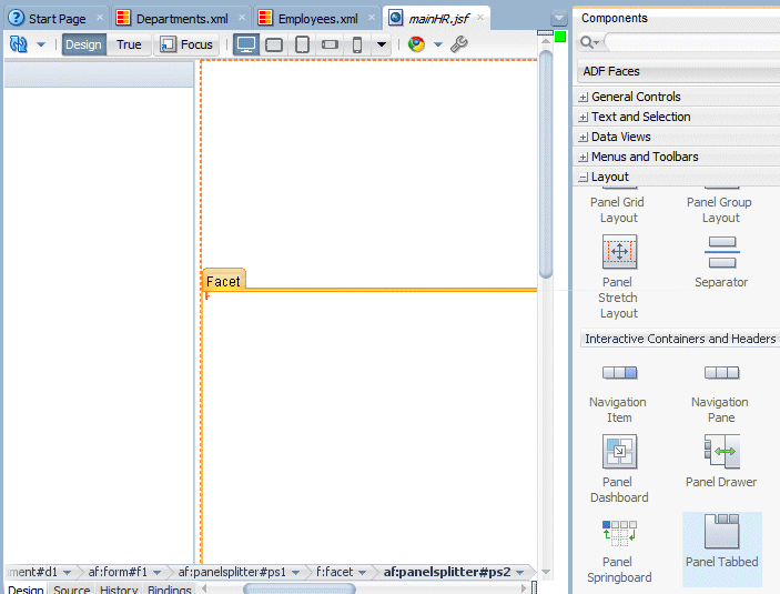 drop a Panel Tabbed component onto the page