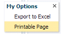 My Options menu with printable Page menu option selected.