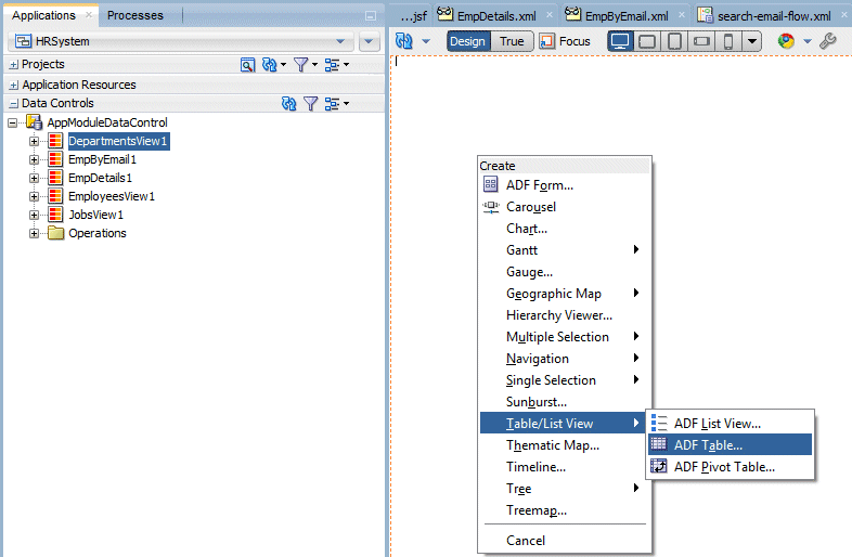 App navigator with ViewController project selected and New menu option selected in context menu.