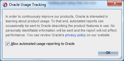 This screenshot shows a selected checkbox that enables automated usage tracking by default.