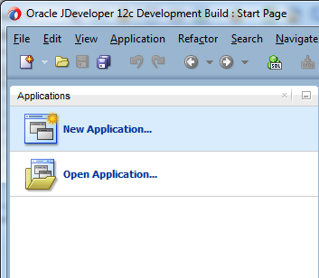 This screenshot shows the Applications window with New Application selected by default and also displays the Open Application option.