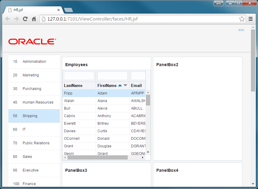 This screenshot shows the browser page that shows the rearranged columns in the first panel box.