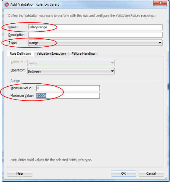 This screenshot shows the Add Validation Rule for the selected attribute, where you can specify the validation rule as mentioned in the previous paragraph.