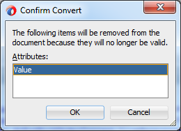 This screenshot shows the Value option selected in the Confirm Convert dialog.