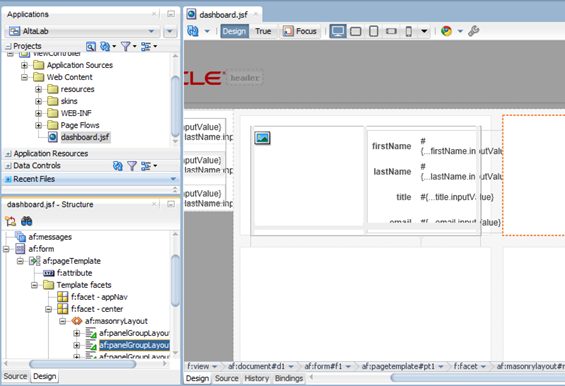 This screenshot shows the second Panel Group Layout component selected under Masonry Layout in the Structure pane.