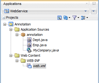application navigator with web xml