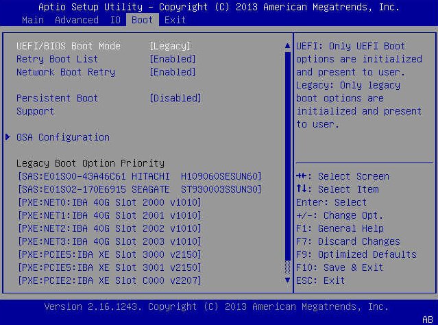image:BIOS boot mode setting screen