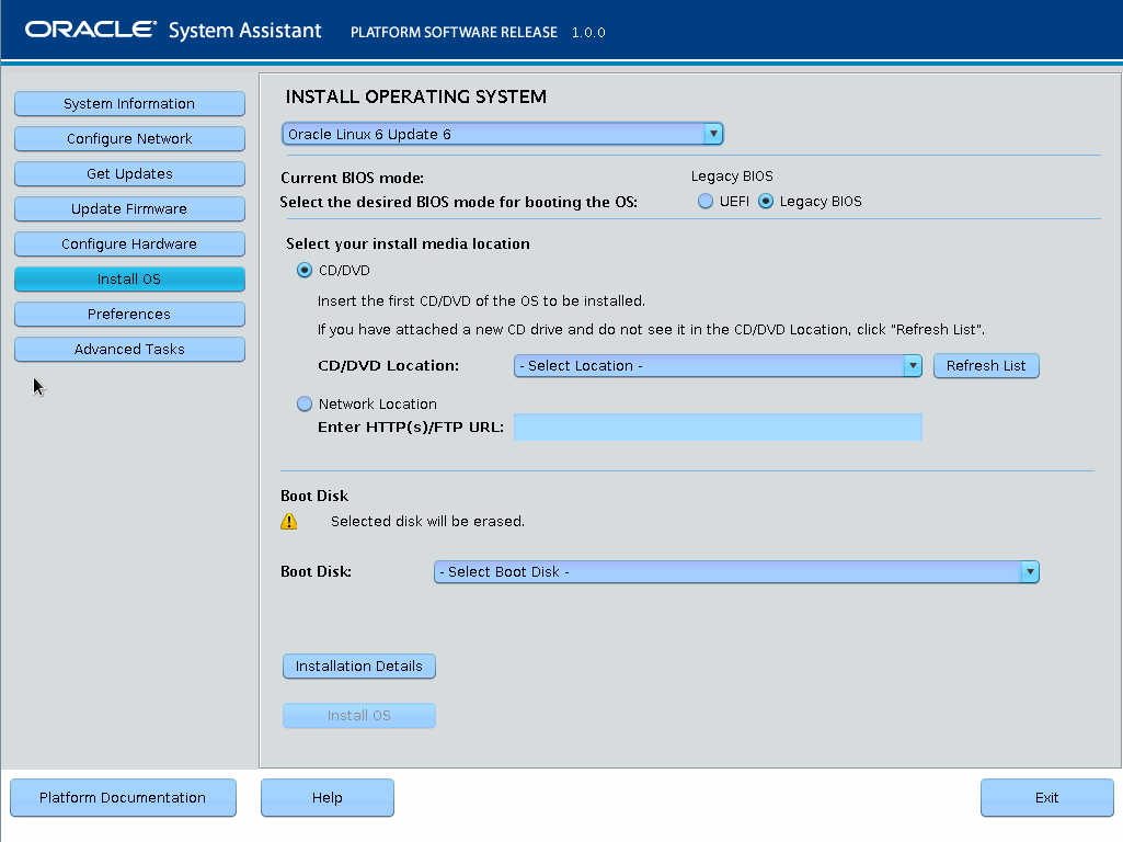 image:The illustration shows the OSA Install Operating System                             page.