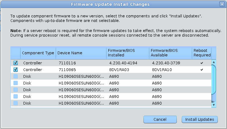 image:The illustration shows the available firmware updates.