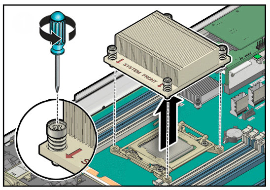 image:The illustration shows removing the heat sink.