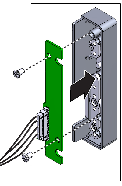 image:The illustration shows installing the LED board into the                             assembly.